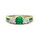 1 - Jamille 1.01 ctw Emerald (5.00 mm) accented Side Lab Grown Diamond Three Stone Engagement Ring 