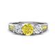 1 - Jamille 1.18 ctw Yellow Diamond (5.00 mm) accented Side Lab Grown Diamond Three Stone Engagement Ring 