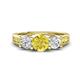 1 - Jamille 1.18 ctw Yellow Diamond (5.00 mm) accented Side Lab Grown Diamond Three Stone Engagement Ring 