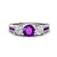 1 - Jamille 1.00 ctw Amethyst (5.00 mm) accented Side Lab Grown Diamond Three Stone Engagement Ring 