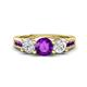 1 - Jamille 1.00 ctw Amethyst (5.00 mm) accented Side Lab Grown Diamond Three Stone Engagement Ring 