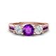 1 - Jamille 1.00 ctw Amethyst (5.00 mm) accented Side Lab Grown Diamond Three Stone Engagement Ring 