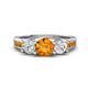 1 - Jamille 1.00 ctw Citrine (5.00 mm) accented Side Lab Grown Diamond Three Stone Engagement Ring 