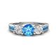 1 - Jamille 1.11 ctw Blue Topaz (5.00 mm) accented Side Lab Grown Diamond Three Stone Engagement Ring 