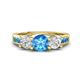 1 - Jamille 1.11 ctw Blue Topaz (5.00 mm) accented Side Lab Grown Diamond Three Stone Engagement Ring 