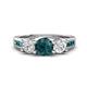 1 - Jamille 1.12 ctw London Blue Topaz (5.00 mm) accented Side Lab Grown Diamond Three Stone Engagement Ring 