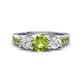 1 - Jamille 1.16 ctw Peridot (5.00 mm) accented Side Lab Grown Diamond Three Stone Engagement Ring 