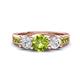 1 - Jamille 1.16 ctw Peridot (5.00 mm) accented Side Lab Grown Diamond Three Stone Engagement Ring 