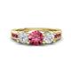 1 - Jamille 1.00 ctw Pink Tourmaline (5.00 mm) accented Side Lab Grown Diamond Three Stone Engagement Ring 