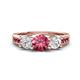 1 - Jamille 1.00 ctw Pink Tourmaline (5.00 mm) accented Side Lab Grown Diamond Three Stone Engagement Ring 