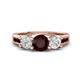 1 - Jamille 1.29 ctw Red Garnet (5.00 mm) accented Side Lab Grown Diamond Three Stone Engagement Ring 