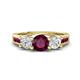 1 - Jamille 1.16 ctw Rhodolite Garnet (5.00 mm) accented Side Lab Grown Diamond Three Stone Engagement Ring 