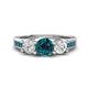 1 - Jamille 1.18 ctw Blue Diamond (5.00 mm) accented Side Lab Grown Diamond Three Stone Engagement Ring 