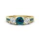 1 - Jamille 1.18 ctw Blue Diamond (5.00 mm) accented Side Lab Grown Diamond Three Stone Engagement Ring 