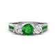 1 - Jamille 1.26 ctw Green Garnet (5.00 mm) accented Side Lab Grown Diamond Three Stone Engagement Ring 