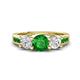 1 - Jamille 1.26 ctw Green Garnet (5.00 mm) accented Side Lab Grown Diamond Three Stone Engagement Ring 