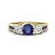 1 - Jamille 1.00 ctw Iolite (5.00 mm) accented Side Lab Grown Diamond Three Stone Engagement Ring 