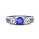 1 - Jamille 1.12 ctw Tanzanite (5.00 mm) accented Side Lab Grown Diamond Three Stone Engagement Ring 