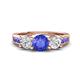 1 - Jamille 1.12 ctw Tanzanite (5.00 mm) accented Side Lab Grown Diamond Three Stone Engagement Ring 