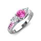 3 - Jamille 1.18 ctw Pink Sapphire (5.00 mm) accented Side Lab Grown Diamond Three Stone Engagement Ring 