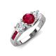 3 - Jamille 1.20 ctw Ruby (5.00 mm) accented Side Lab Grown Diamond Three Stone Engagement Ring 