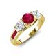 3 - Jamille 1.20 ctw Ruby (5.00 mm) accented Side Lab Grown Diamond Three Stone Engagement Ring 