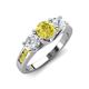 3 - Jamille 1.18 ctw Yellow Diamond (5.00 mm) accented Side Lab Grown Diamond Three Stone Engagement Ring 