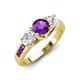 3 - Jamille 1.00 ctw Amethyst (5.00 mm) accented Side Lab Grown Diamond Three Stone Engagement Ring 