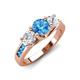 3 - Jamille 1.11 ctw Blue Topaz (5.00 mm) accented Side Lab Grown Diamond Three Stone Engagement Ring 