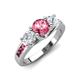 3 - Jamille 1.00 ctw Pink Tourmaline (5.00 mm) accented Side Lab Grown Diamond Three Stone Engagement Ring 