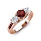 3 - Jamille 1.29 ctw Red Garnet (5.00 mm) accented Side Lab Grown Diamond Three Stone Engagement Ring 