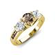 3 - Jamille 1.13 ctw Smoky Quartz (5.00 mm) accented Side Lab Grown Diamond Three Stone Engagement Ring 