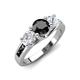 3 - Jamille 1.16 ctw Black Diamond (5.00 mm) accented Side Lab Grown Diamond Three Stone Engagement Ring 