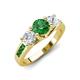 3 - Jamille 1.26 ctw Green Garnet (5.00 mm) accented Side Lab Grown Diamond Three Stone Engagement Ring 