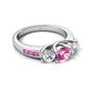 5 - Jamille 1.18 ctw Pink Sapphire (5.00 mm) accented Side Lab Grown Diamond Three Stone Engagement Ring 