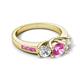 5 - Jamille 1.18 ctw Pink Sapphire (5.00 mm) accented Side Lab Grown Diamond Three Stone Engagement Ring 