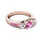 5 - Jamille 1.18 ctw Pink Sapphire (5.00 mm) accented Side Lab Grown Diamond Three Stone Engagement Ring 