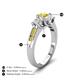 4 - Jamille 1.18 ctw Yellow Diamond (5.00 mm) accented Side Lab Grown Diamond Three Stone Engagement Ring 