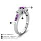 4 - Jamille 1.00 ctw Amethyst (5.00 mm) accented Side Lab Grown Diamond Three Stone Engagement Ring 