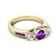 5 - Jamille 1.00 ctw Amethyst (5.00 mm) accented Side Lab Grown Diamond Three Stone Engagement Ring 