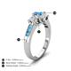 4 - Jamille 1.11 ctw Blue Topaz (5.00 mm) accented Side Lab Grown Diamond Three Stone Engagement Ring 