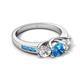 5 - Jamille 1.11 ctw Blue Topaz (5.00 mm) accented Side Lab Grown Diamond Three Stone Engagement Ring 