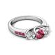 5 - Jamille 1.00 ctw Pink Tourmaline (5.00 mm) accented Side Lab Grown Diamond Three Stone Engagement Ring 