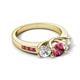 5 - Jamille 1.00 ctw Pink Tourmaline (5.00 mm) accented Side Lab Grown Diamond Three Stone Engagement Ring 