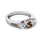 5 - Jamille 1.13 ctw Smoky Quartz (5.00 mm) accented Side Lab Grown Diamond Three Stone Engagement Ring 