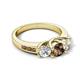 5 - Jamille 1.13 ctw Smoky Quartz (5.00 mm) accented Side Lab Grown Diamond Three Stone Engagement Ring 