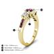 4 - Jamille 1.16 ctw Rhodolite Garnet (5.00 mm) accented Side Lab Grown Diamond Three Stone Engagement Ring 