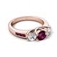 5 - Jamille 1.16 ctw Rhodolite Garnet (5.00 mm) accented Side Lab Grown Diamond Three Stone Engagement Ring 