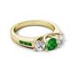 5 - Jamille 1.26 ctw Green Garnet (5.00 mm) accented Side Lab Grown Diamond Three Stone Engagement Ring 