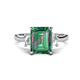 1 - Chaya 3.36 ctw Emerald and Cadillac shape Created Alexandrite (9x7 mm) Three Stone Women Engagement Ring 